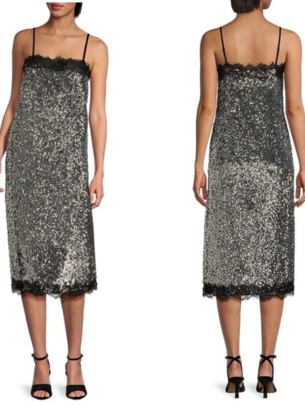 NWT Lilly Sisto for Gianni Bini Alegra Silver Sequin Slip Dress